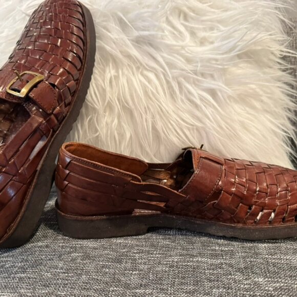 Sunsteps Hand Woven Leather Huarache Sandal Mens Size 11 Brown Slip On Loafer - Picture 7 of 11
